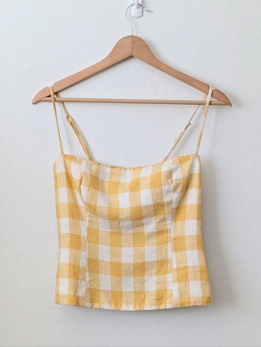 Reformation Marigold Yellow Gingham Linen Cami Top Size 6
